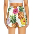 thumbnail image 4 of Uemuo Hawaiian Pineappl Pattern Women's Athletic Shorts High Waisted Running Shorts with Liner Pockets Gym Elastic Workout Shorts-, 4 of 9