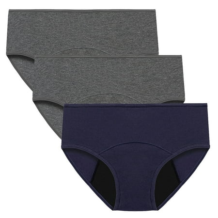 ATOYSOY Women s Stretchy Solid Leak Proof Panty Multipack Plus Size Hip Lifting Cotton Panties  3 Pack Mid Waist Period Underpants Clearance Shapewear Control Briefs Seamless Blue XXL