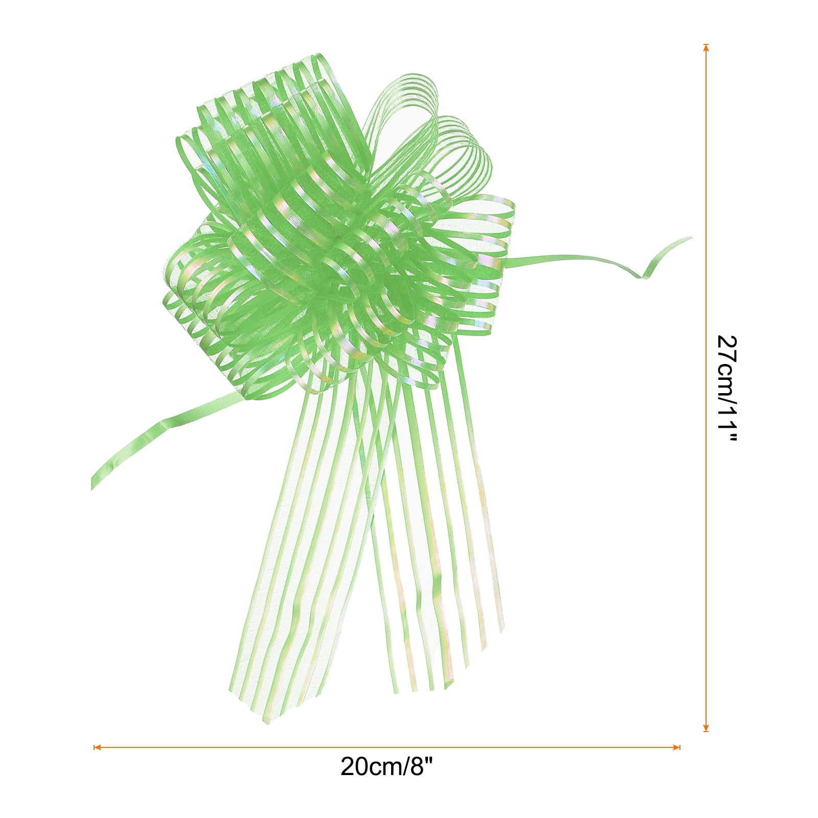 15pcs 8 Inch Organza Large Pull Bow Gift Wrapping Bows Ribbon Chiffon Yarn Fruit Green for Christmas
