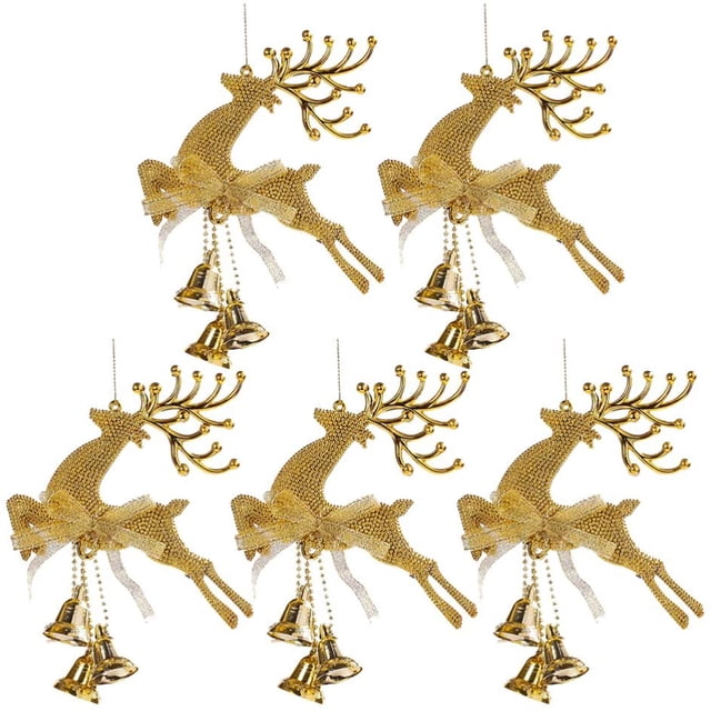 uds decoraciones para árboles de Navidad figurita de Reno con cascabel adornos colgantes para árboles de Navidad para adornos de fiesta Adepaton LKX-1836-1