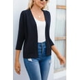 thumbnail image 6 of HOWCOME Women's 3/4 Sleeve Shrugs Lightweight Open Front Cropped Cardigan(Navy Blue,M), 6 of 6