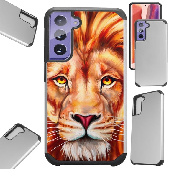 Compatible with Samsung Galaxy S22 5G 6.1" Hybrid Fusion Guard Phone Case Cover ( Lion )