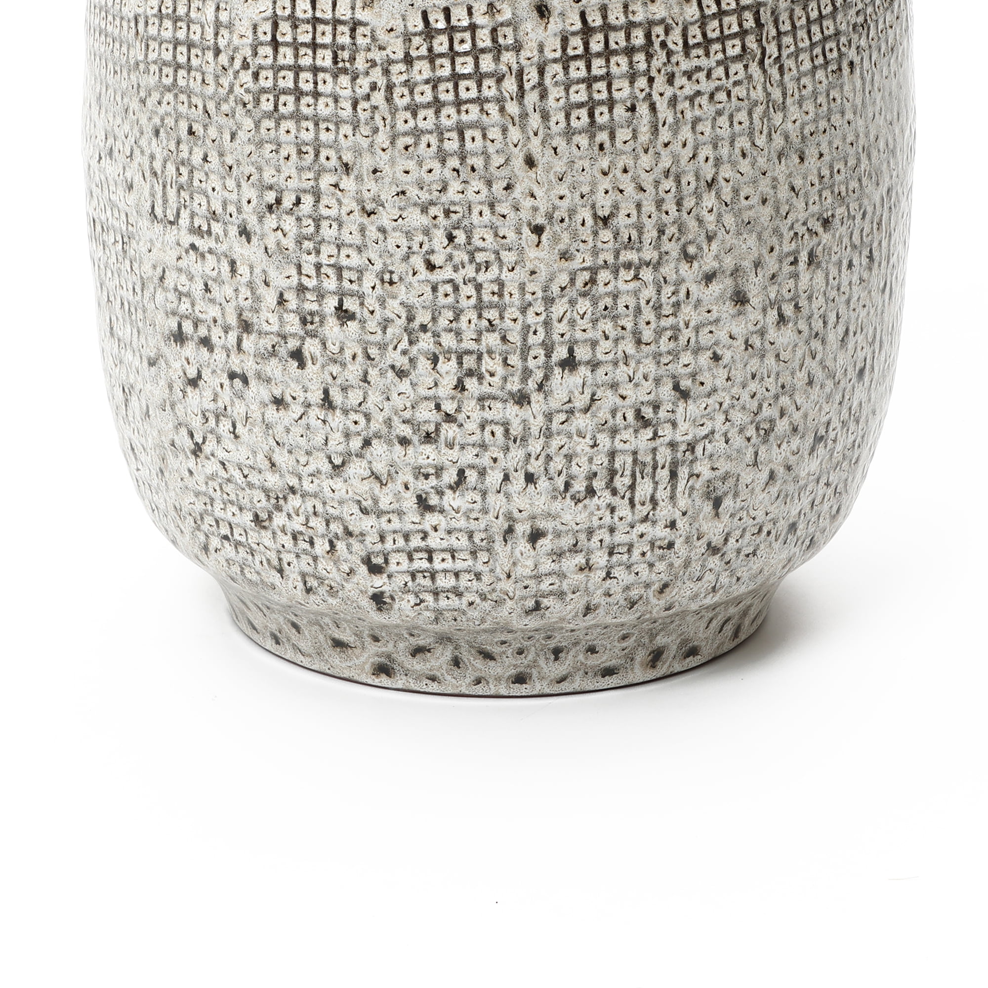 LuxenHome 12" Dia Large Ceramic Planter Pots for Plants, Stone Gray Glazed Round Planter with Drainage