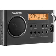 Sangean AM/FM Stereo Dig ital Tuning Portable Radio, Sleep & Snooze Alarm, Gray-Black