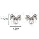 thumbnail image 4 of par de pendientes de botón de perla falsa con lazo, elegantes, de mano de obra fina, resistentes y combinables, accesorios para mujer ------ Código de producto 77214, 4 of 5