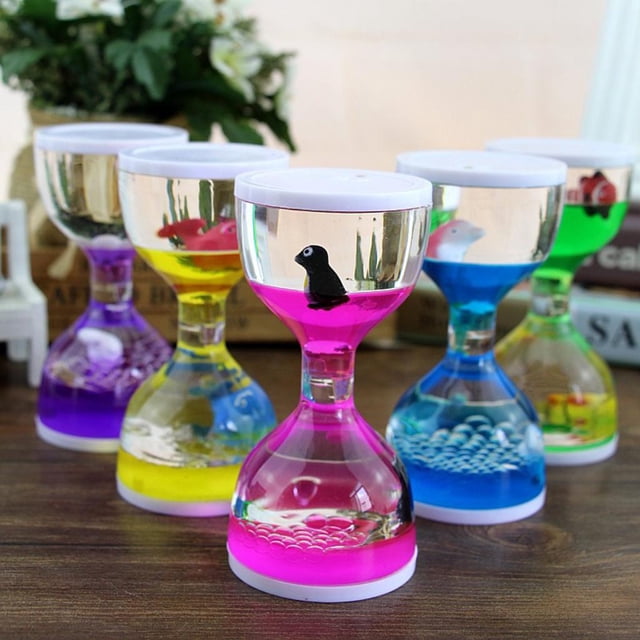 Reloj de arena de aceite líquido Salvador Juguete de Escritorio sensorial con Temporizador de Burbujeador de movimiento Amarillo