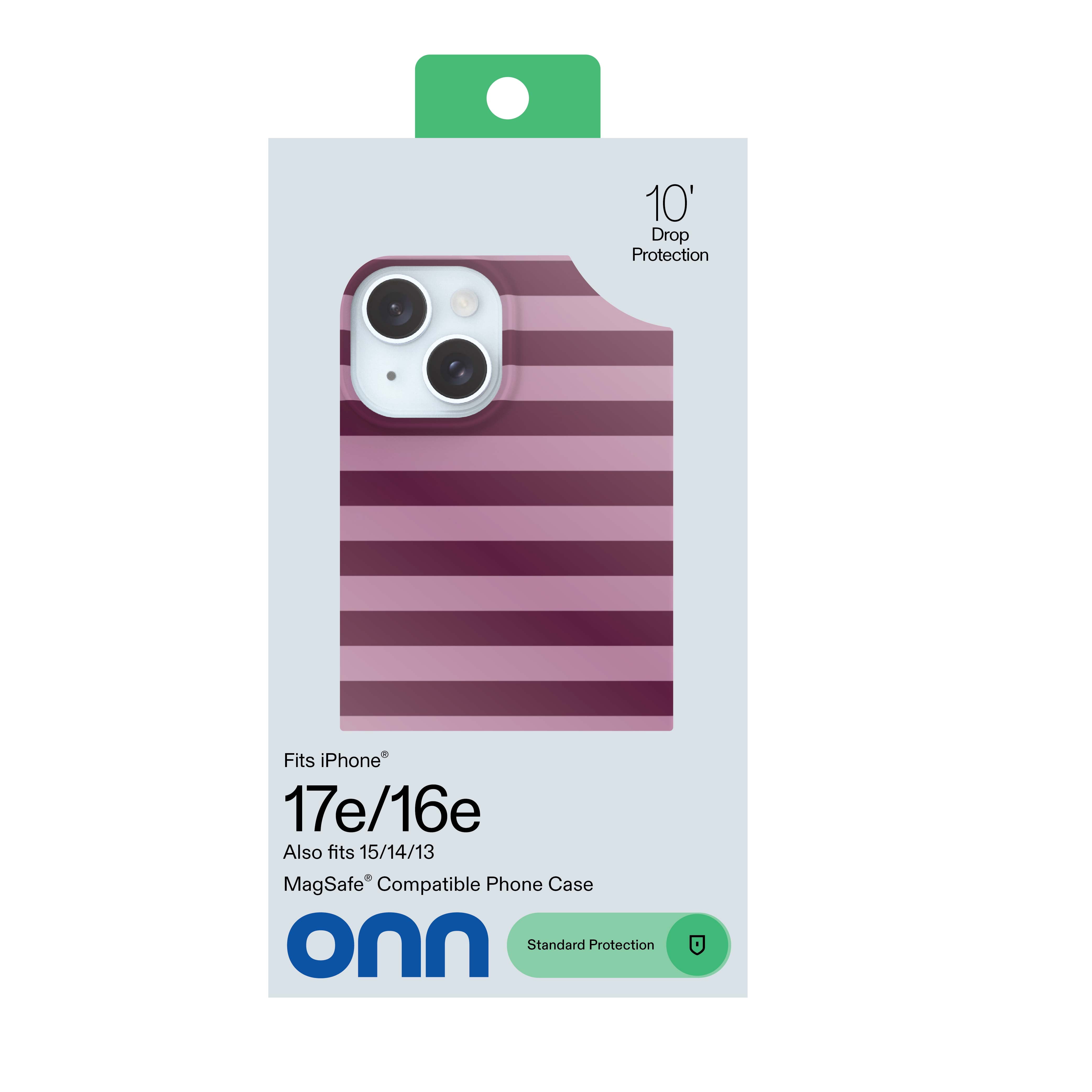 onn Phone Case for iPhone 17e / 16e / 15 / 14 / 13, MagSafe Compatible - Purple Stripe