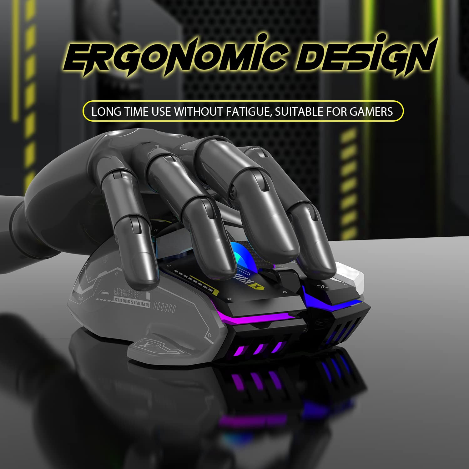 Gaming Mouse, Wired/Wireless/Bluetooth Tri Modes, 5 Adjustable DPI and 11 RGB Backlit, Rechargeable Silent Computer Gaming Mice for Windows/Android/MAC/iOS
