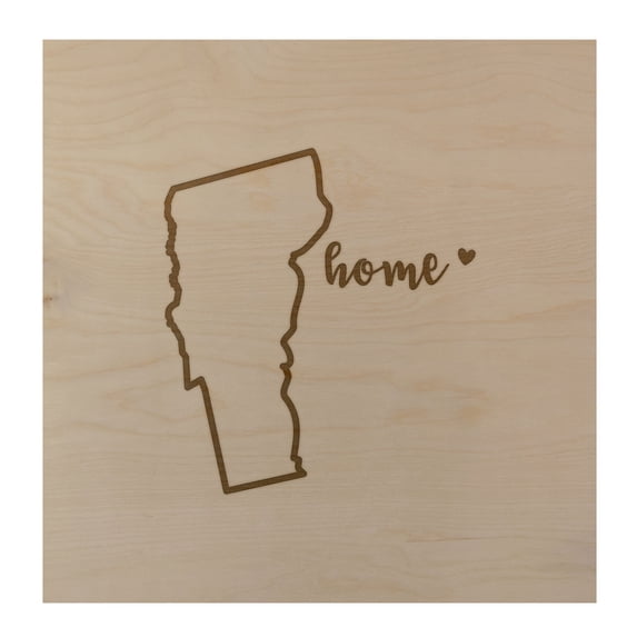 Vermont Home State Map 24x24" Wood Wall Art Office Decor Gift Engraved VT
