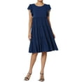 thumbnail image 1 of TheMoogan Women's Flutter Ruffle Cap Sleeve Tiered Jersey Babydoll A-Line Midi Day Dress, 1 of 6