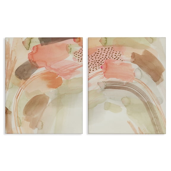 Stupell Industries Pink Peach Abstract Watercolor Abstract Painting Wrapped Canvas Art Print Wall Art, 16 x 20, Set of 2