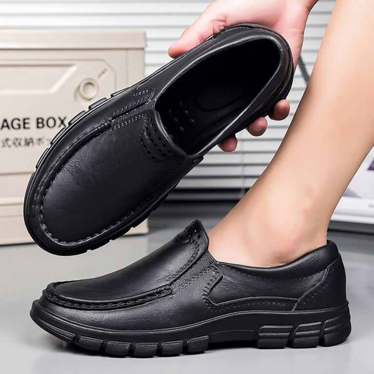 Lopsie Slip Resistant Work Shoes for Men Leather Chef Shoes Men s Loafers Slip ons Walmart