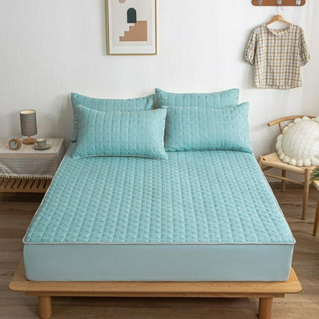 

Quilted Mattress Cover Soft Washable Bed Cover Breathable Fitted Sheet Queen King Full Size Bedspreads Bed Linen
