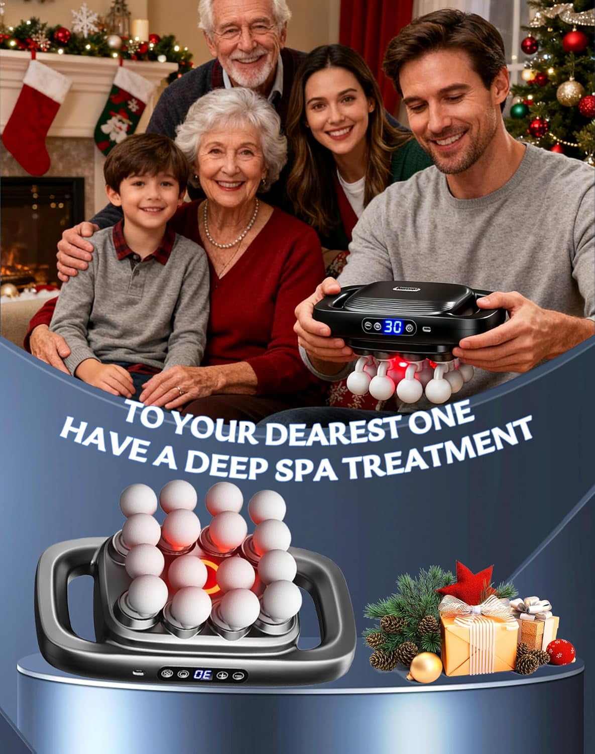 Husband 2.0 Knot Buster, 16 Ball Massager, 16 Head Massage Gun Deep Tissue in 5 Minutes, 3 Modes & 30 Intensities, Ultra-Quiet, for Shoulder Back Waist