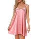 thumbnail image 1 of Noche de inspiración para mujeres, camisón de lencería con encaje, vestido de dormir de satén sedoso, babydoll, cami, pijama corto 3XL rosa, 1 of 6