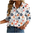 thumbnail image 4 of felwors Loose Fit Printed Button-Up Shirts for Women - Soft Lightweight Long Sleeve Blouses, Wrinkle Resistant, Perfect for Work & Vacation (Orange, XL), 4 of 8
