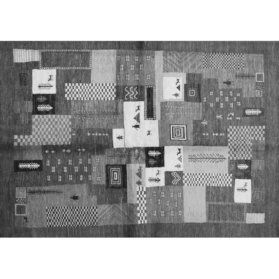 Ahgly Company Indoor Rectangle Abstract Gray Contemporary Area Rugs, 2' x 3'