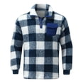 thumbnail image 4 of Men's Plaid Turtleneck Plush Sweater - Button Pullover with Pocket, Full Sleeve, Casual Style, All-Season Fit, 4 of 6
