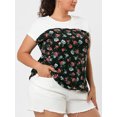 thumbnail image 2 of Camisede verano con estampado floral de manDolman de talgrande pamujer Negro XXL, 2 of 6
