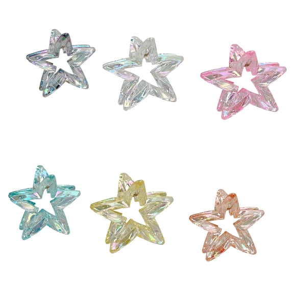 Aellinatey Unique Hollow Star Hair Clip 6/12PCS Colorful Hair Claw For Various Occasion