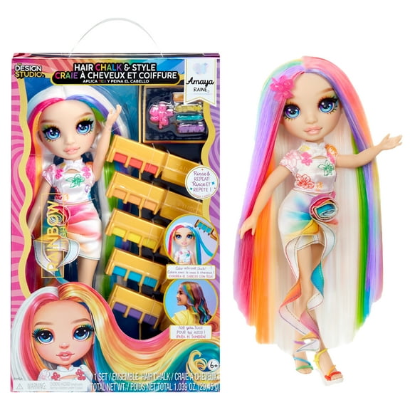 Rainbow High Hair Chalk & Style Amaya - Rainbow 11” Doll, Washable Rainbow Hair Chalk