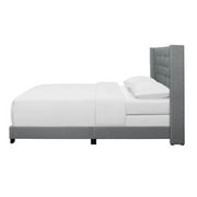 Home Design Brady Queen Tufted Wingback Upholstered Panel Bed Frame, Silver Gray-Velvet (Diamond)