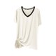 thumbnail image 2 of Pijama de manga corta para mujer, moda, talla grande, cuello en V, color liso, encaje, cuello en V, camiseta de manga corta, abrigo para casa, blusa de poliéster para mujer, 2 of 3
