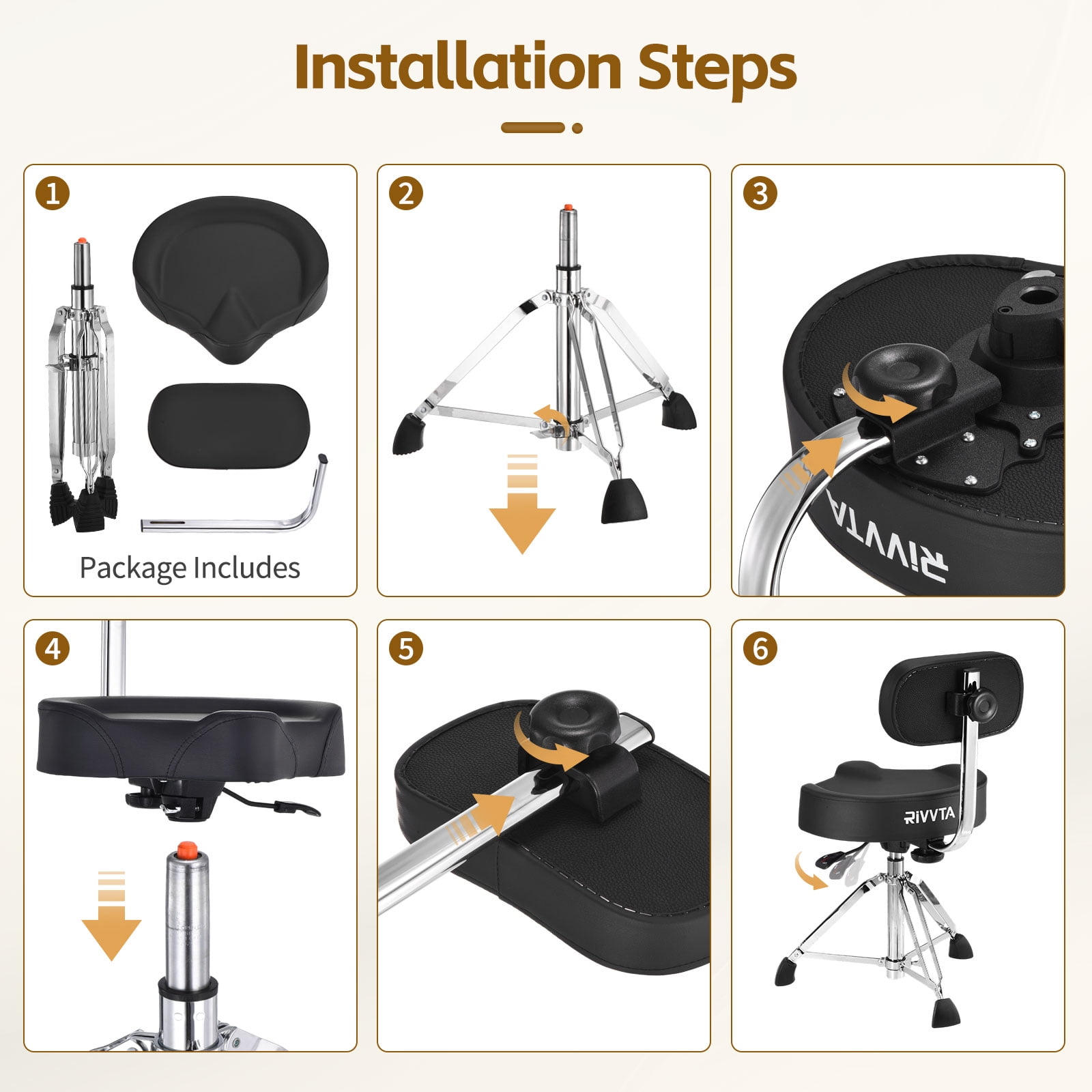 Drum Throne with Backrest Saddle Drum Stool Padded Hydraulic Drum Chair Height Adjustable