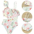 thumbnail image 4 of WBQ  Girls Monokini Swimwear One Shoulder Ruffle Trim Cut Out One Piece Swimsuit, 4 of 5