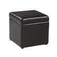 thumbnail image 4 of Five Piece Dark Brown Faux Leather Coffee Table and Storage Ottoman Set, 4 of 9