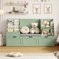 thumbnail image 5 of Homfa Kids Bookshelf with Reading Nook & 3 Movable Drawers, 2 Cube Bookcase with 4-Tier Book Racks, Toy Storage Organizer for Playroom Bedroom, Green, 5 of 8