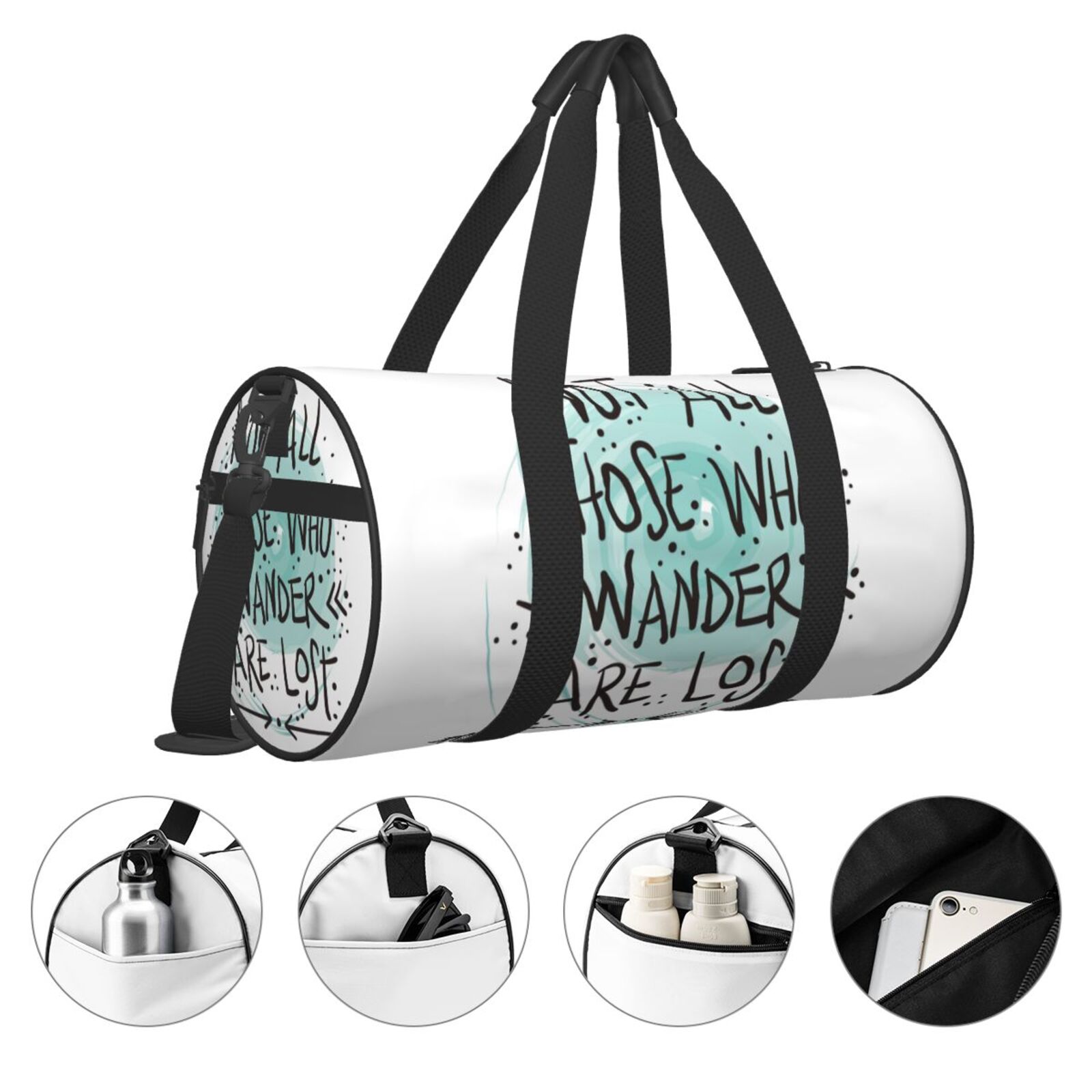 Vsdgher Not All Who Wander Are Lost1 45L Foldable Duffel Bag, Sports Gym Bag,Overnight Bag, Portable Weekender Bag for Airplanes