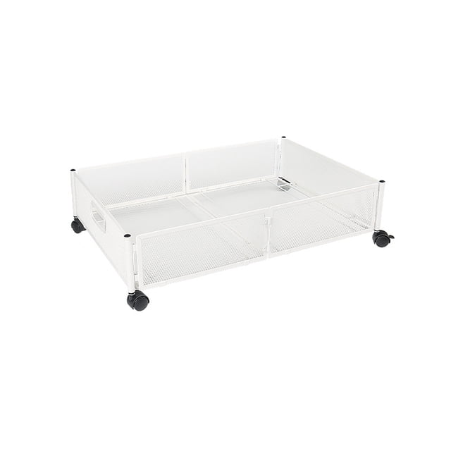Bewildely Organizador de almacenamiento de zapatos debajo de la cama plegable que ahorra espacio y práctico a prueba de herrumbre y fácil de Almacenamiento y organización del hogar blanco 60*40.5*16cm