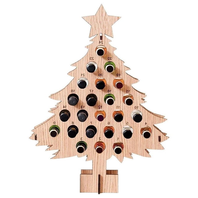 Árbol de Navidad para adultos, decoraciones de cuenta regresiva, botellero navideño, decoración para vino