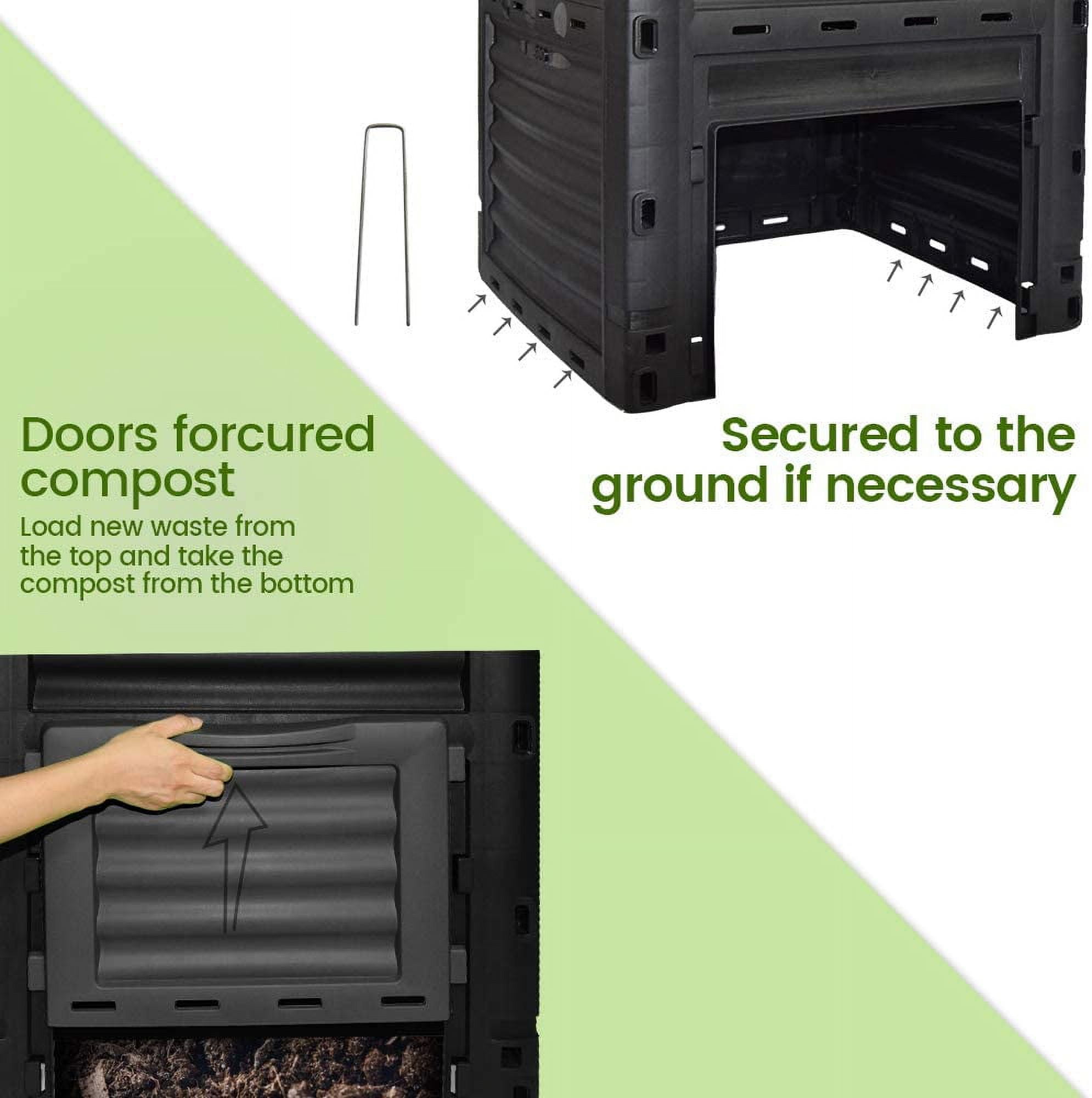 Ejwox Large Compost Bin Outdoor- 143/190 Gallon (540 /720 L) Garden Composter-BPA Free, Black