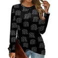 thumbnail image 2 of Youmylove Women T-Shirts Long Sleeve Leisure Stylish Top Casual Flower Printed Twist Front Tunic T-Shirts, 2 of 4
