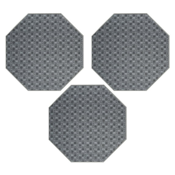 Furnish My Place Abstract Indoor/Outdoor Commercial Black Color Rug, Pet-Friendly, Baby Nursery Mat, Home Décor Rug for Living Room, Playroom, Made in USA, 3' Octagon - Set of 3