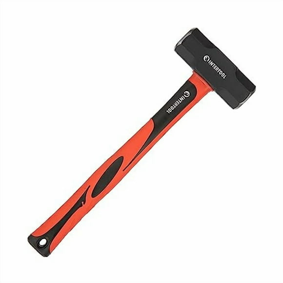 INTERTOOL 4lb Sledge Hammer – Drilling/Crack Hammer Small Slug Sledgehammer - Heavy Duty with Anti-Slip Shock Absorbing Fiberglass Handle - HT-0242