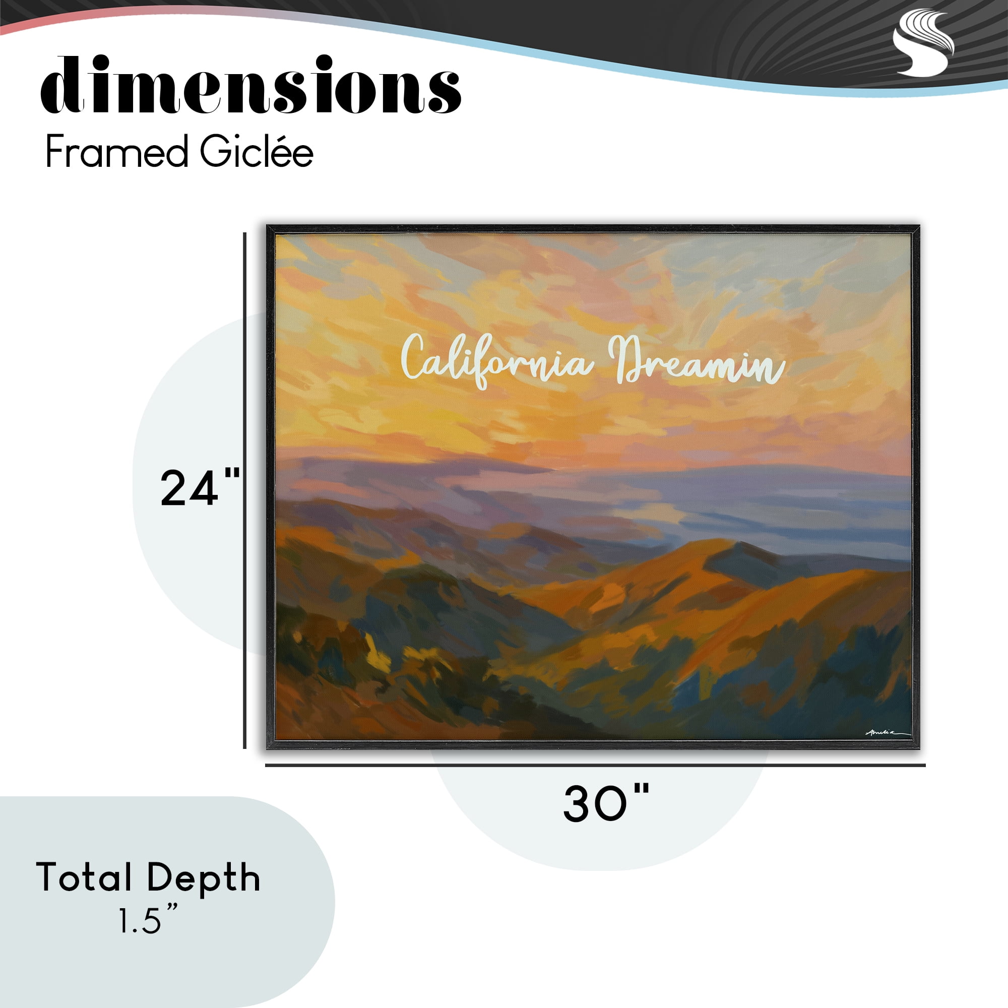 Stupell Industries California Dreamin' Mountains Black Framed Giclee Art, design by Amelia Noyes