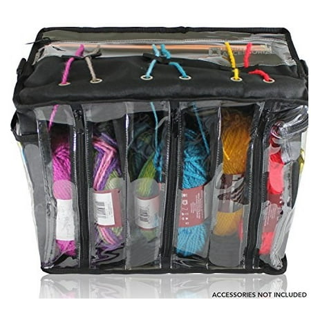 Premium Knitting Bag Stylish Durable Portable Yarn Organizer For Crocheting Black Tote Style
