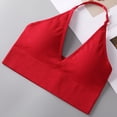 thumbnail image 2 of Ahuyic Womens Bra,Summer Plus Size Bra,Fashion Womens Solid Color Thin Shoulder Strap Beautiful Back Wrap And Wipe The Chest Wireless Strap Bra,Red,L, 2 of 5