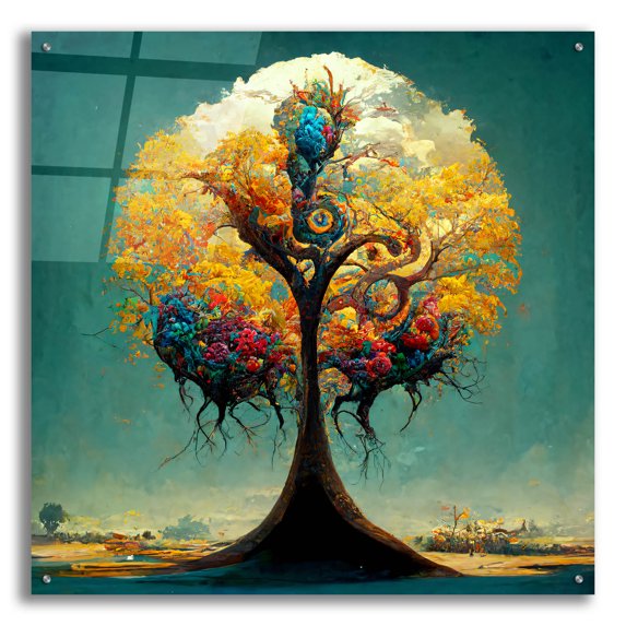 Epic Art 'Tree Of Life 32' by Ray Heere, Acrylic Glass Wall Art, 36"x36"