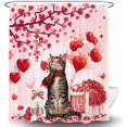 thumbnail image 6 of Valentine''s Day Cat Shower Curtain, Spring Romantic Love Red Hearts Tree Decor Bath Curtains, Rose Flower Gift Valentines with Hooks Fabric Seasonal Bathroom Sets 36X72Inch, 6 of 6