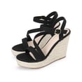 thumbnail image 3 of BLISSFUL STEP Women's Wedge Sandal Platform Ankle Strap Open-Toe Heel Buckle Sandals Black (Size 9), 3 of 7