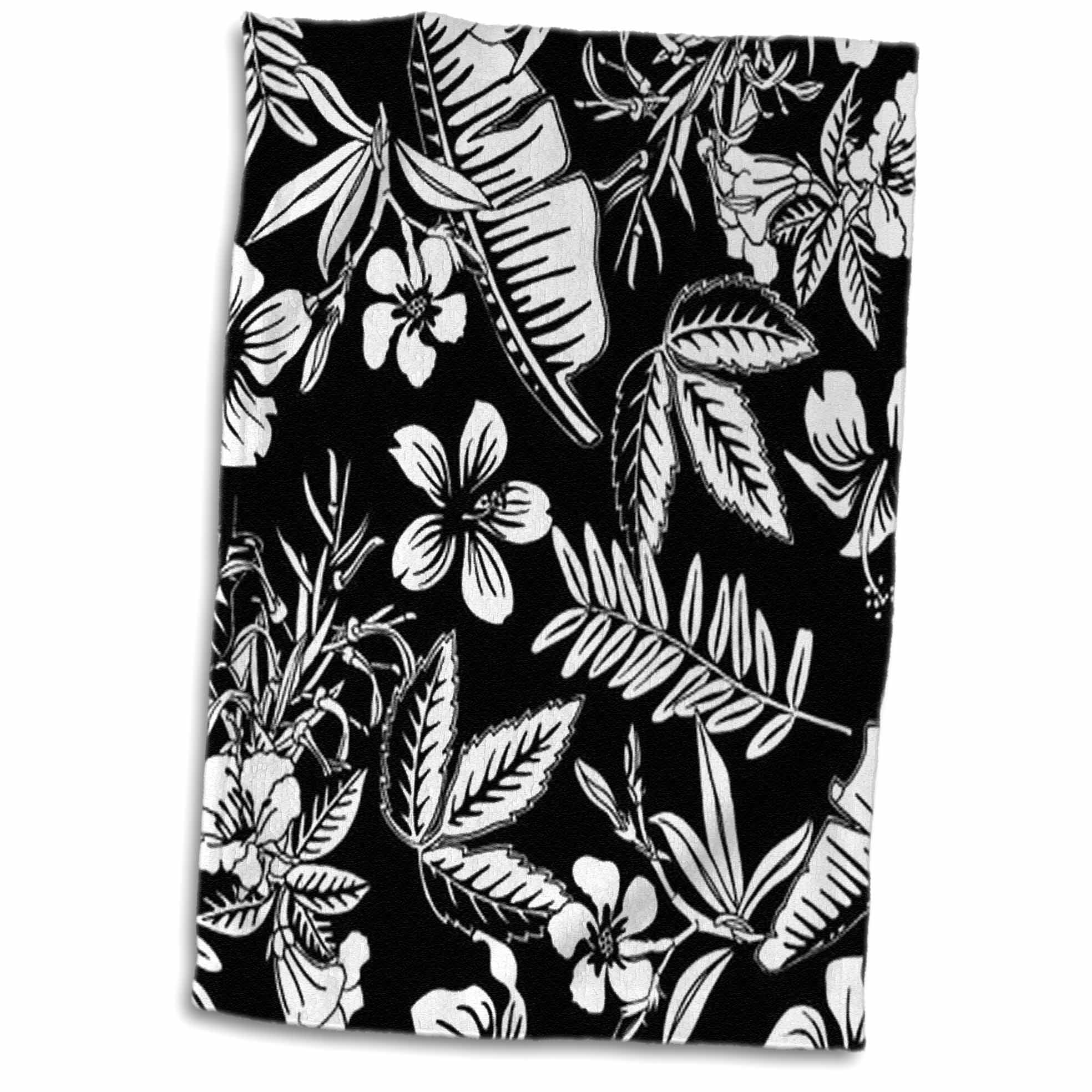 3dRose Hawaiian Tribal Print, Black and White - Towel, 15 by 22-inch ...