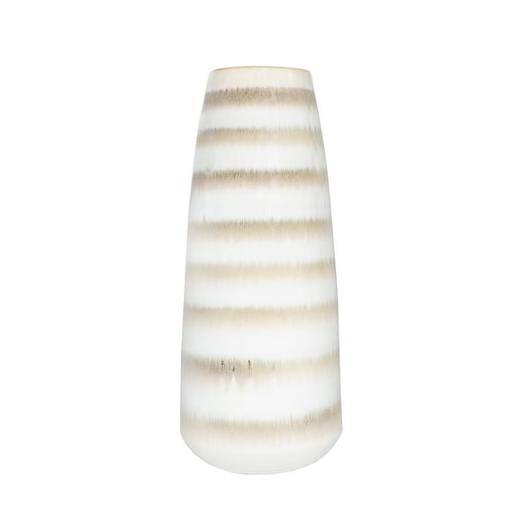 Creative Co-Op Brown & Cream Striped Stoneware Vase & Reactive Glaze Finish (Each one will vary)