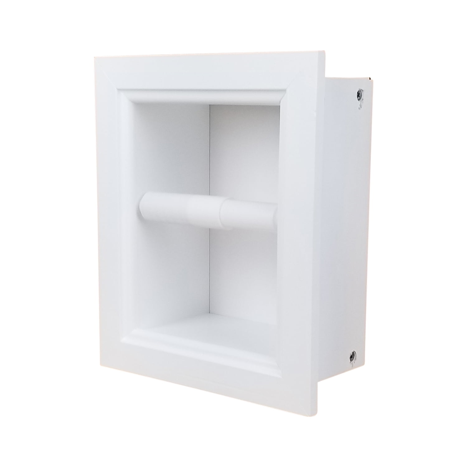 Typhon Recessed Solid Wood Toilet Paper Holder 7 x 8.5, White Enamel