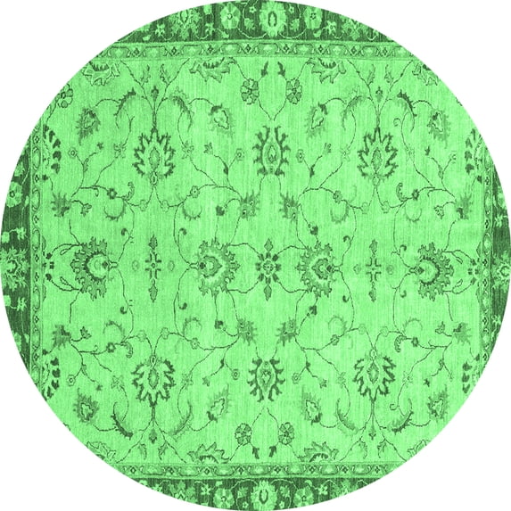 Ahgly Company Indoor Round Oriental Emerald Green Traditional Area Rugs, 4' Round