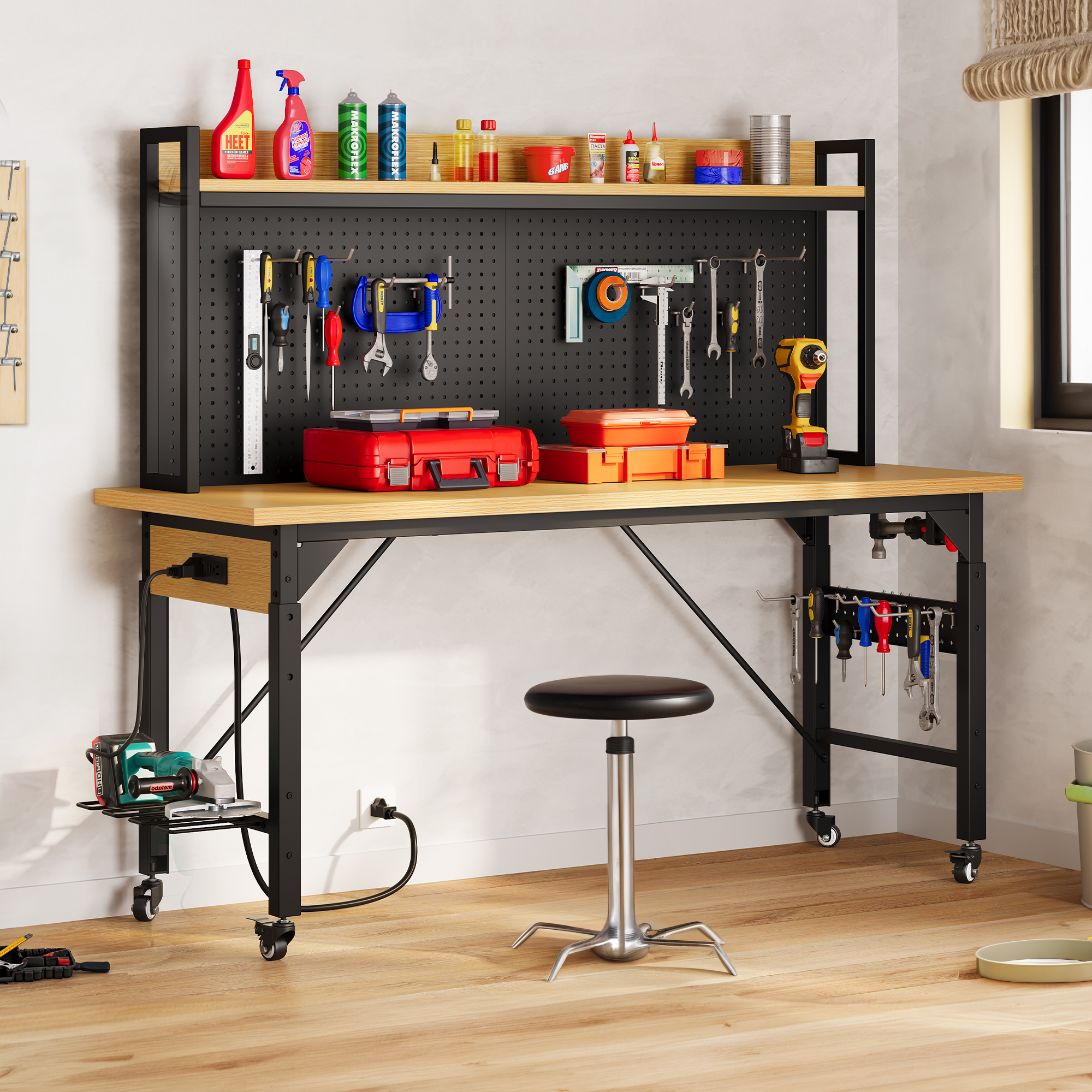 Dextrus Multifunctional Workbench with Wheels, 59 x 24 inches photo 6