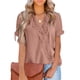 thumbnail image 1 of Qarigey Camisa de manga corta para mujer con cuello en V de verano de color sólido Tops Blusa Accesorios Ropa, zapatos y accesorios Miscelánea Rosa oscuro SG Qarigey AP011577-14, 1 of 6